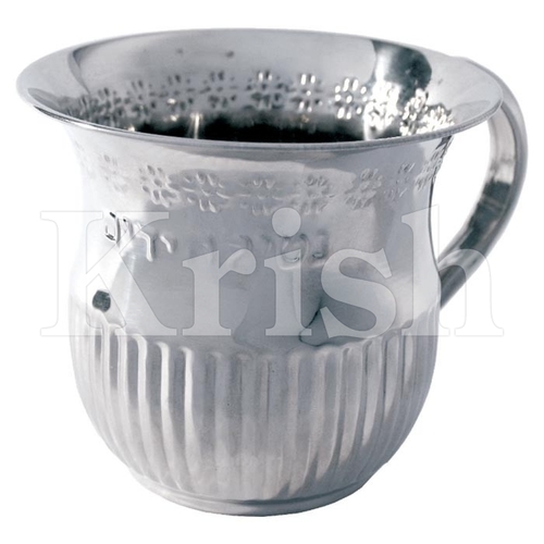 Pitcher Style Stainless Steel  Washing Cup with 2 handles - Flower