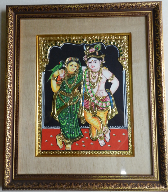 CAUVERY Arts & FRAMING, Meenakari Work on Marble with Antique Frame and Glass, Dimensions of Frame
