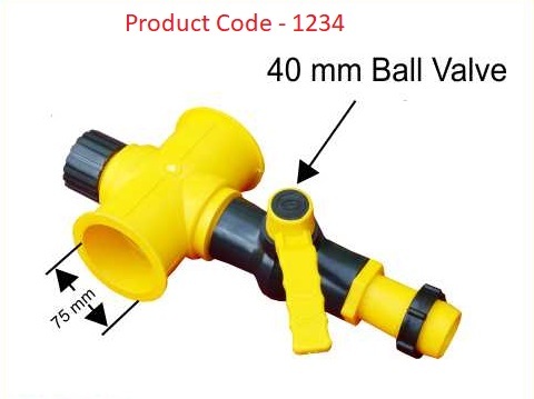 TEE 4 Way Coupler 75 mm / Ball Valve 40 mm / Adaptor 40 mm Lock