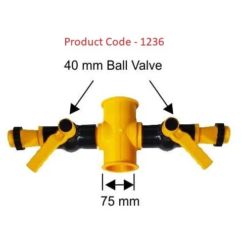 PLUS 4 Way Coupler 75 mm / Ball Valve 40 mm / Adaptor 40 mm Lock