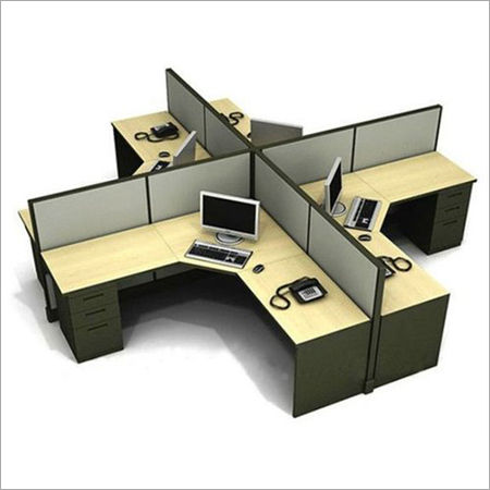 Green & Wooden L Shape Workstations