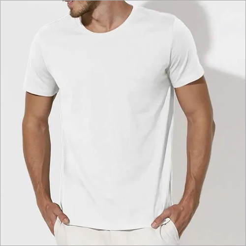 Mens White T-Shirt - Cotton Lycra, Sizes: S, M, L, XL, XXL - O-Neck, Short Sleeves, Plain Design, Breathable Fabric for All Seasons