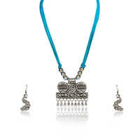 Silver Plated Necklace With Earings Set