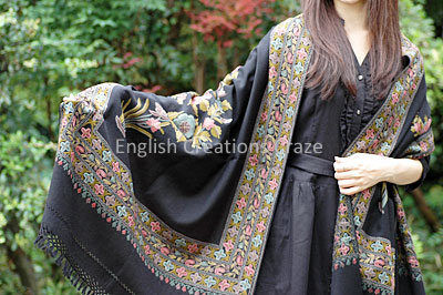 Black Indian Embroidered Shawls