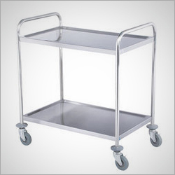Stainless Steel 2 Tier Trolley - SS304, SS316, SS202 | Durable, Rust Proof, Polished Finish for Commercial Use