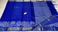 Pure Dupion Raw Silk Handloom Peacock Border Jala Saree.