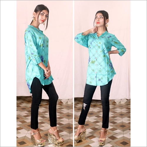 Ladies Rayon Printed Shirt - Rayon Fabric, Sizes S (36), L (40), XL (42), Full Sleeves | Casual Wear, Lightweight, Washable, No Fade, Skin-Friendly