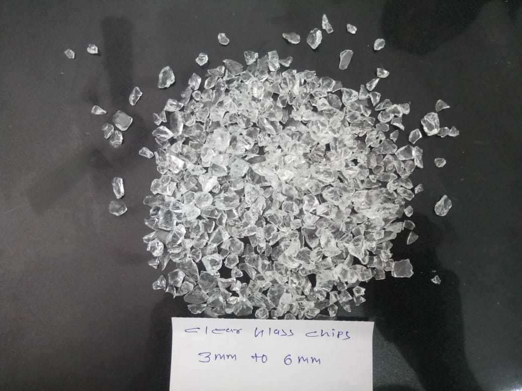 Plain Crystal Clear Glass cuttel Chips And Natural Color crushed aggregate Glass stone with high shinny