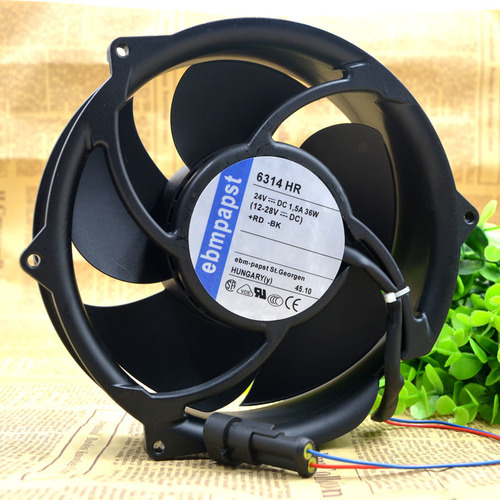 EBM Papst - 172x172x50 mm Black Metal Axial Air Cooling Fan | 5 Blades 24V 1.5A 36W Power 1 Year Warranty
