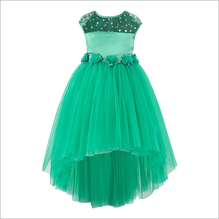 Sequins Embellished Green Hi-low Party Dress