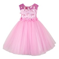 Butterfly Applique Baby Pink Knee Length Party  Frock