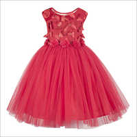 Butterfly Applique Red Frock.