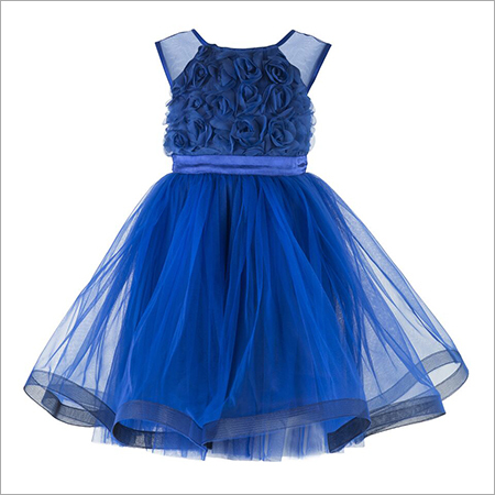 Blue Knee Length Party  Frock