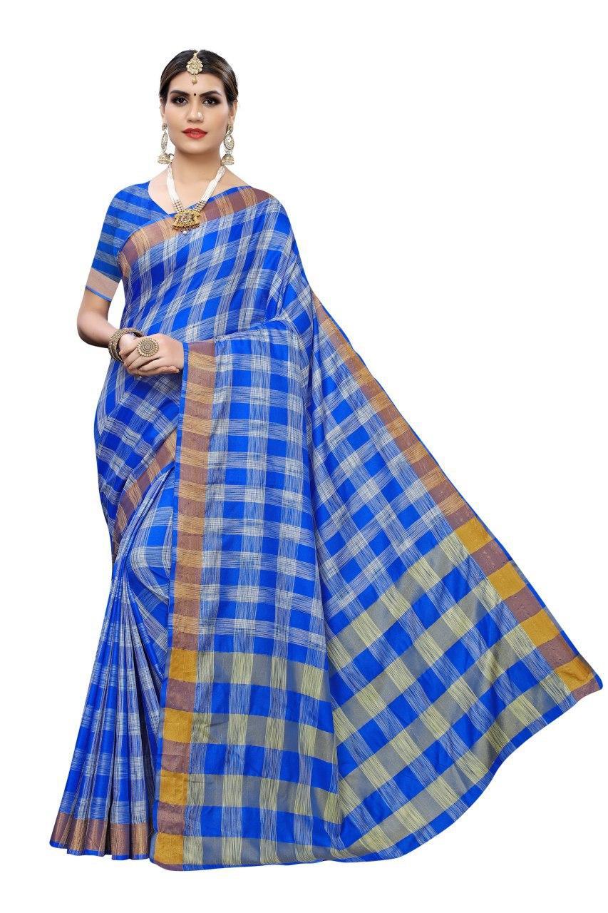Checks  Linen Saree