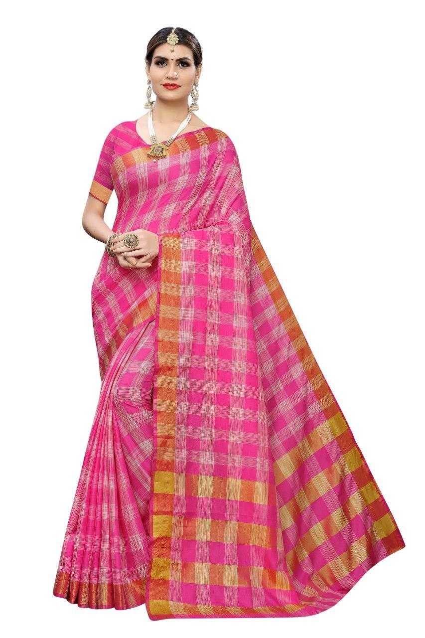 Checks  Linen Saree