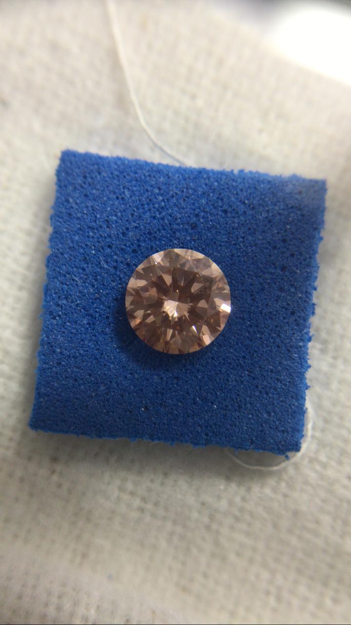 Cvd Diamond 1.006ct orange pink SI1 Round Brilliant Cut Lab Grown HPHT Loose Stones TCW 1