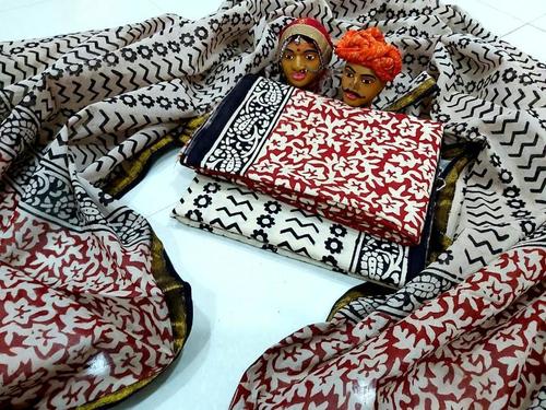 Cotton Printed Suit Gold Zari Duppatta Cotton Printed Suit Gold Zari Duppatta