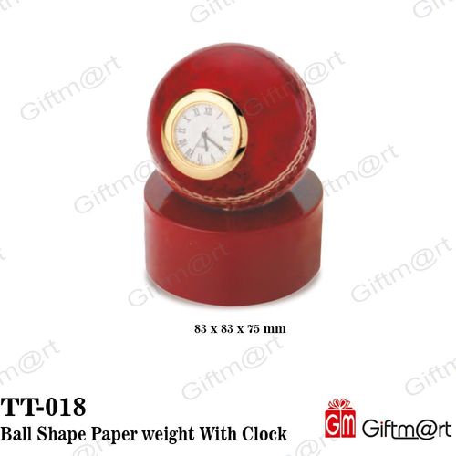 Maroon Ball Shape Paper Weight With Clock