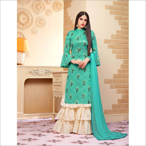 Green (Also Available In Different Color) Ladies Sharara Suit