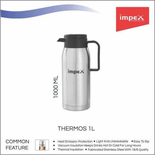 Impex THERMOS-1L Thermosteel Vacuum Flask (1000 ml,Silver)