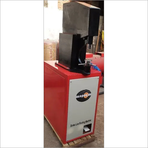 Foot operated brake shoe line riveting machine