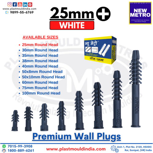 White 25 Mm Wall Plugs