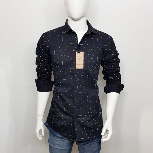 Mens Printed Shirt - Cotton, Size S-XL, Color Black & Multicolour | Full Sleeves, Quick Dry, Washable, No Fade, Dry Clean Only