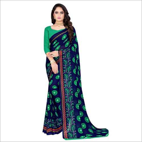 Ladies Printed Poly Georgette Saree