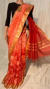 Spring Pure Linen Silk Tie And Die Saree