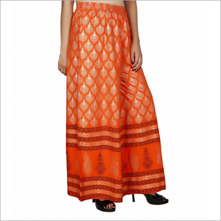 Orange Printed Palazzo Pants