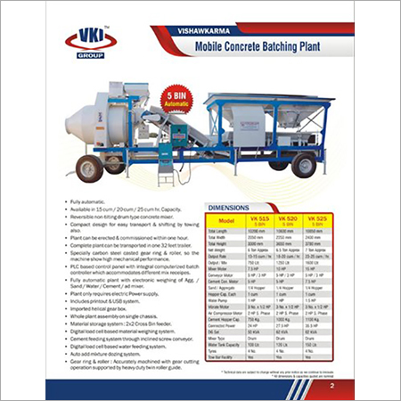 Fully Automatic मोबाइल Concrete Batching Plant VK525