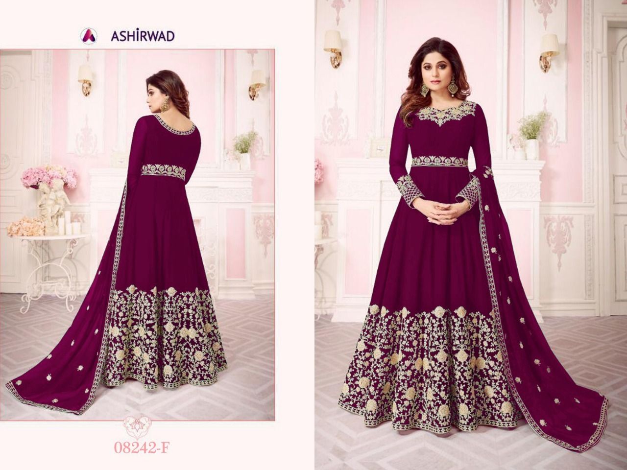 DRESS Georgette With Coding Embroidery work + Stone