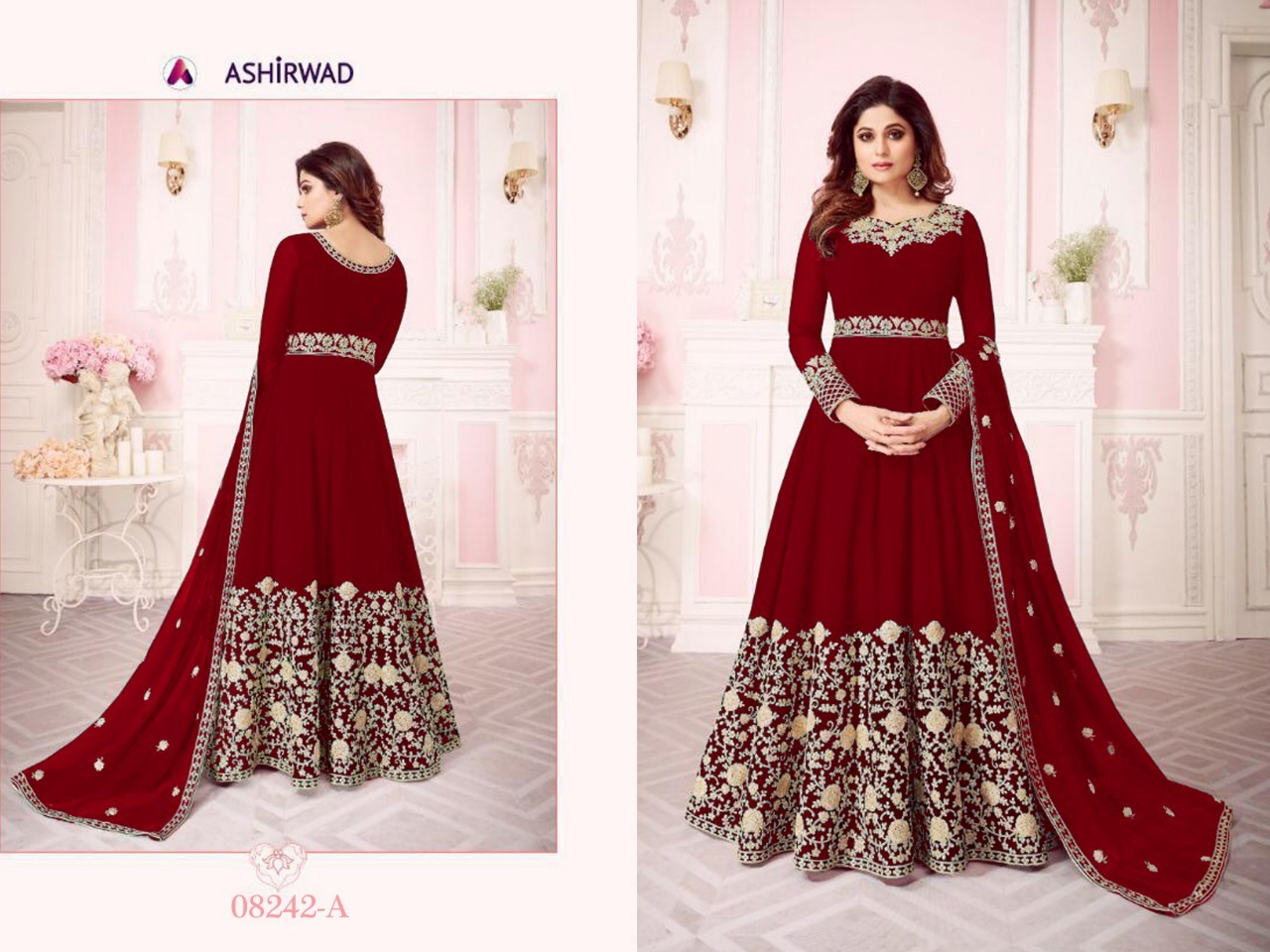 DRESS Georgette With Coding Embroidery work + Stone