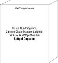 Softgel Capsule of Cissus Quadrangularis Calcium Citrate Maleate Calcitriol Vit K2-7 and Methycobala
