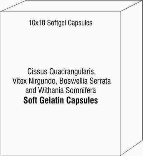 Softgel Capsules of Cissus Quadrangularis Vitex Nirgundo Boswellia Serrata and Withania Somnifera
