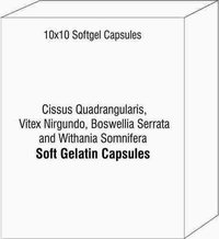 Softgel Capsules of Cissus Quadrangularis Vitex Nirgundo Boswellia Serrata and Withania Somnifera