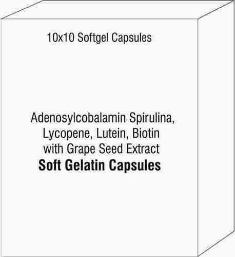 Adenosylcobalamin Spirulina Lycopene Lutein Biotin with Grape Seed Extract Softgel Capsules By AKSHAR MOLECULES