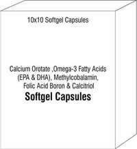 Calcium Orotate Omega-3 Fatty Acids (EPA & DHA) Methylcobalamin Folic Acid Boron and Calcitriol Soft