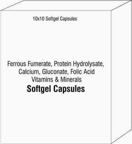 Ferrous Fumerate Protein Hydrolysate Calcium Gluconate Folic Acid Vitamins and Minerals Softgel Caps
