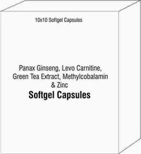 Soft Gelatin Capsules Of Panax Ginseng Levo Carnitine Green Tea Extract Methylcobalamin Zinc