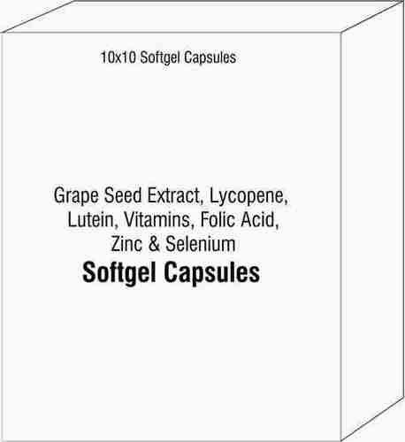 Softgel Capsules of Grape Seed Extract Lycopene Lutein Vitamins Folic Acid Zinc and Selenium