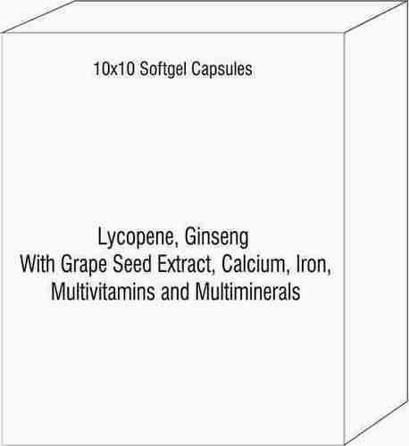 Lycopene Ginseng With Grape Seed Extract Calcium Iron Multivitamins and Multiminerals Softgel Cap