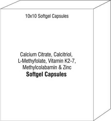 Softgel Capsule of Calcium Citrate Calcitriol L-Methyfolate Vitamin K2-7 Methylcolabamin Zinc