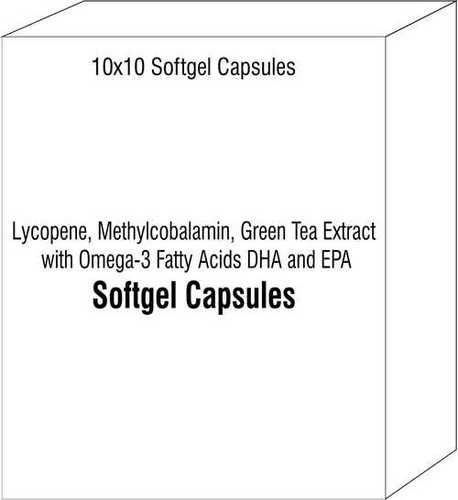 Softgel Capsules of Lycopene Methylcobalamin Green Tea Extract with Omega-3 Fatty Acids DHA and EPA