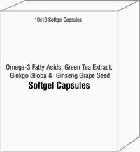 Softgel Capsules of Omega-3 Fatty Acids Green Tea Extract Ginkgo Biloba Ginseng Grape Seed Extract