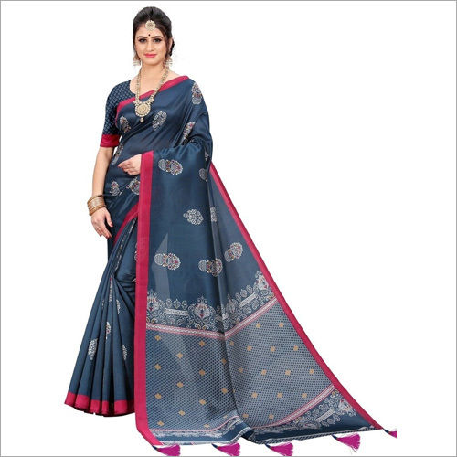 Art Silk Ladies Simple And Stylish Look Party Wear Modern Blue Fancy Saree  With Lace Work at Best Price in Salem | Sini Silks