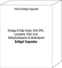 Softgel Capsules of Omega-3 Fatty Acids DHA EPA Lycopene Foilc Acid Methylcobalamin Multivitamin