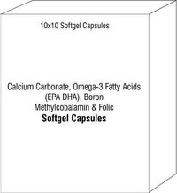 Soft Gelatin Capsule of Calcium Carbonate Omega-3 Fatty Acids (EPA DHA) Boron Methylcobalamin Folic