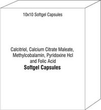 Softgel Capsules of Calcitriol Calcium Citrate Maleate Methylcobalamin Pyridoxine Hcl and Folic Acid