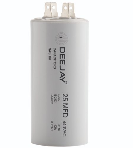 Running Capacitor PP LUG Type - MPP, 45x95 mm, Grey | 25 MFD, 440 VAC, AC Capacitor, High Insulation Resistance, Easy Installation